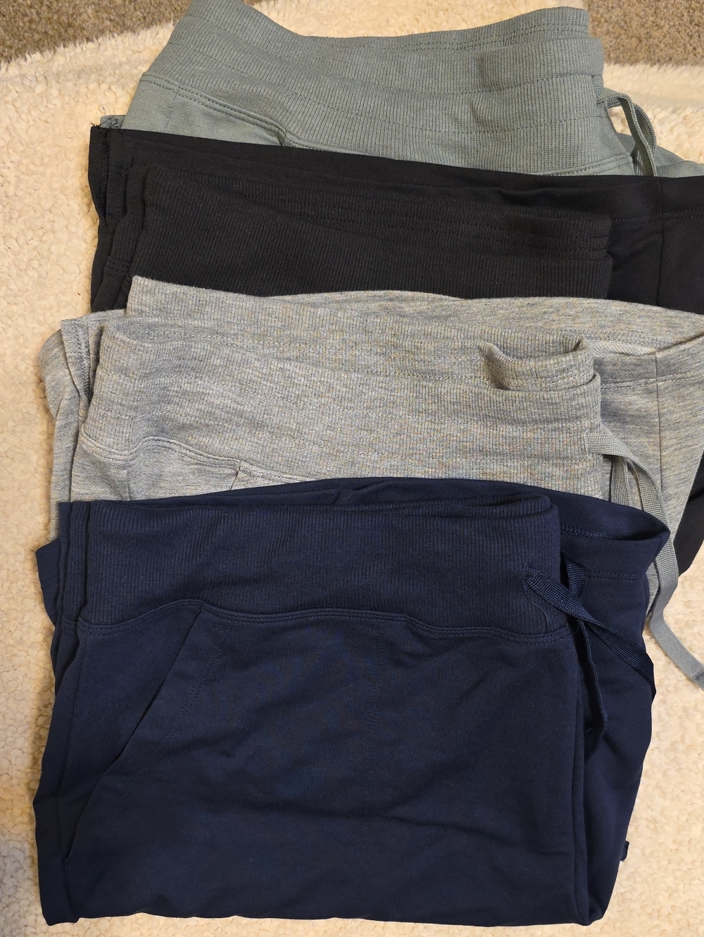Athletic Works Women's Athletic Shorts Bundle - Sage, Black, Heather Gray, Navy
